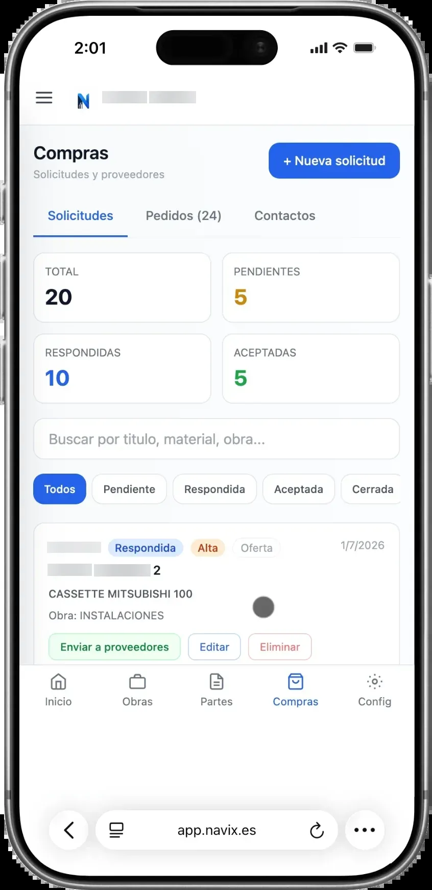 Pide 3 presupuestos a la vez — vista móvil