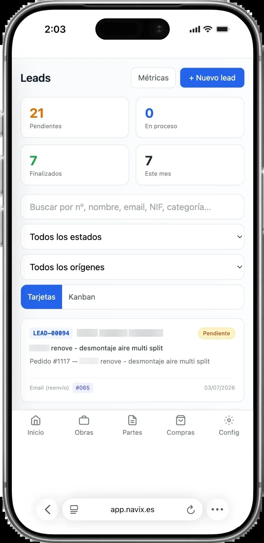 Que no se te escape ningún presupuesto — vista móvil