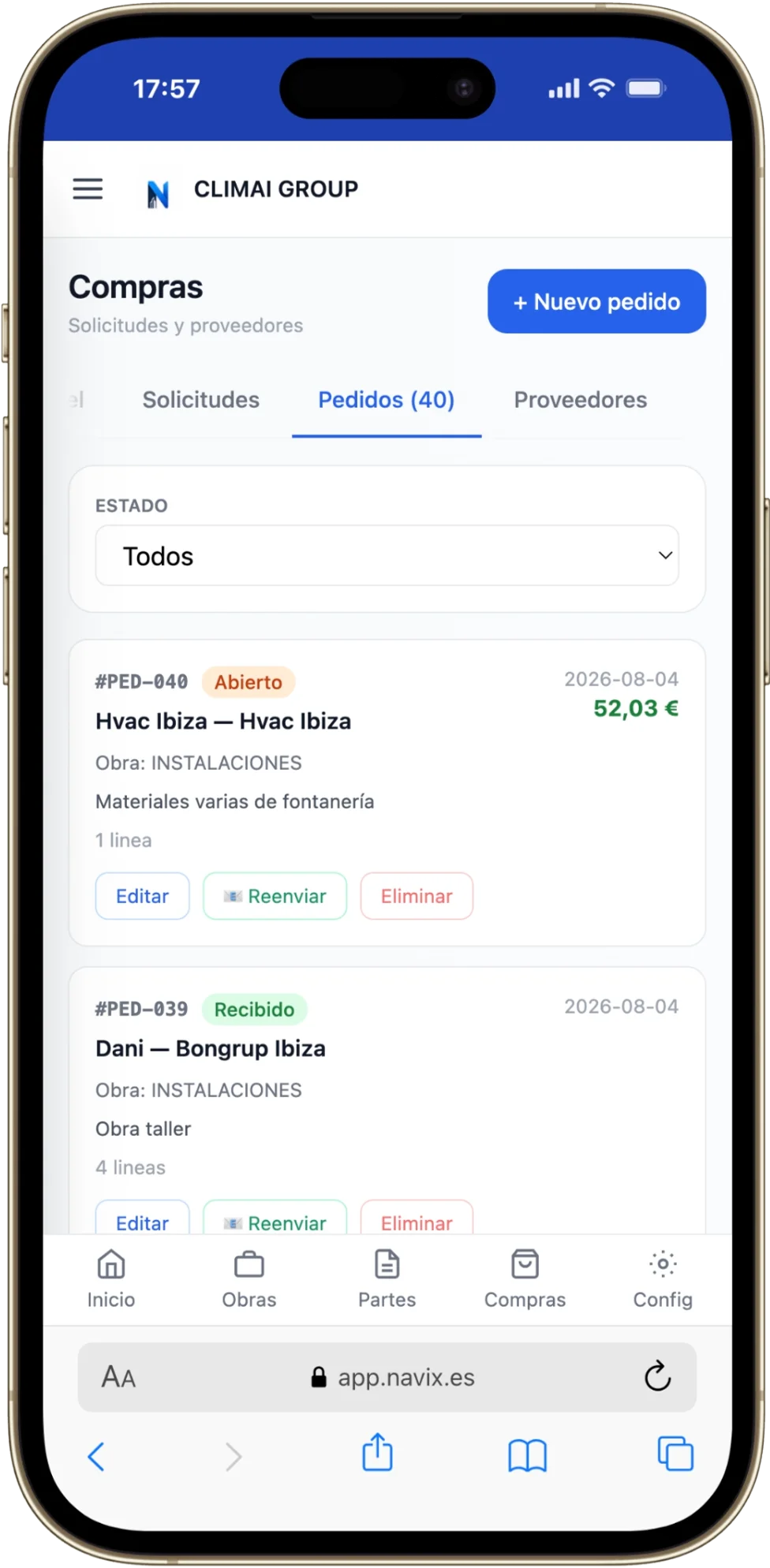 Pide a varios proveedores a la vez y compara — en el móvil