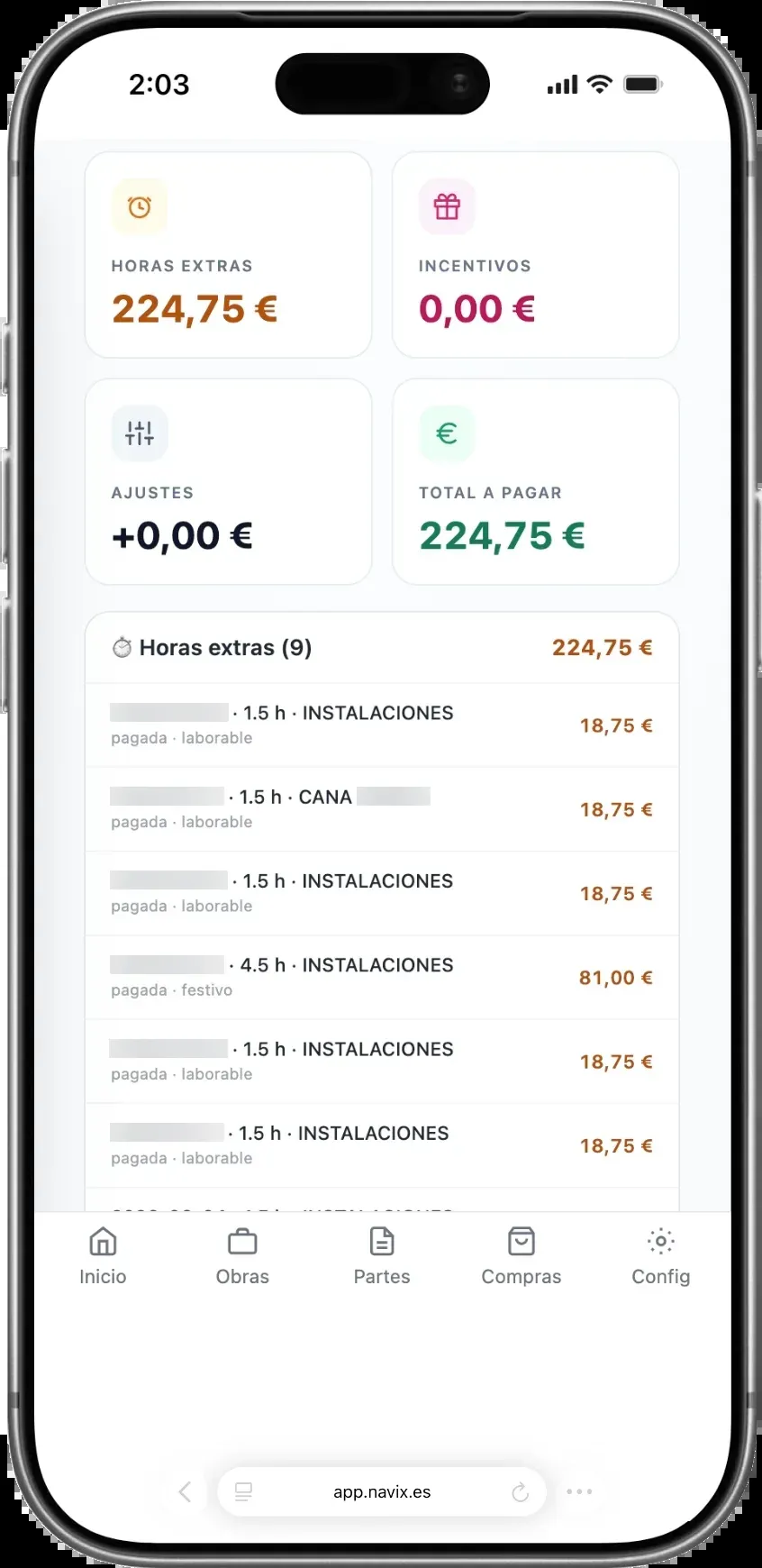 Cada uno ve lo que ha ganado — vista móvil